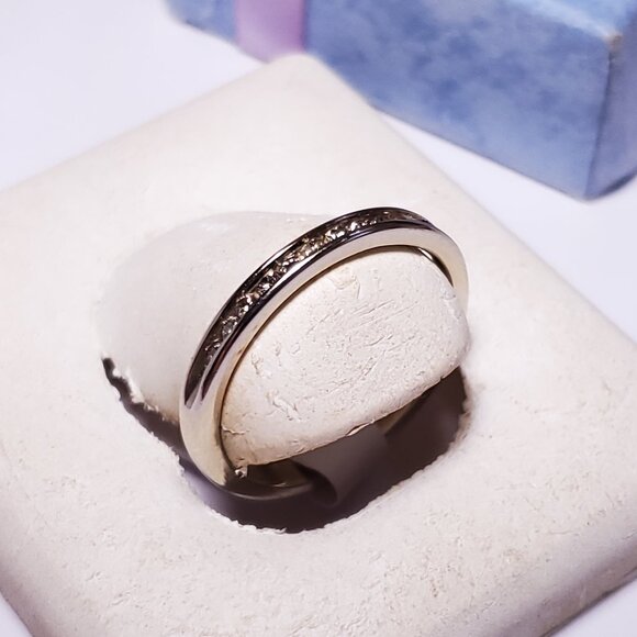 Estate .22ctw Natural Rd Diamond Channel 14Kt WG Stuller Anniversary Band #22733 - Picture 3 of 6